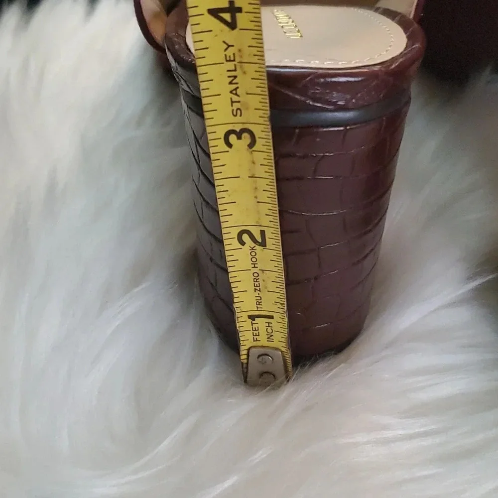 NEW Liz Claiborne Suede Like Burgundy,Gold and Textured Heel, Adjustable Buckle